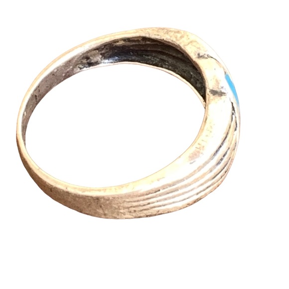 Black Onyx & Turquoise 925 Silver Unisex Ring Womans Mens Jewelry - Picture 6 of 7